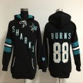 women Reebok San Jose Sharks 88 Brent Burns green black Hockey Hooded Sweatshirt