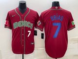 2023 World Cup Mexico #7 Julio Urias red blank majestic baseball jerseys 09