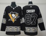 Custom Adidas Pittsburgh Penguins 87 Sidney Crosby Black fashion NHL Jerseys