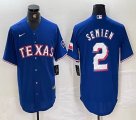 Nike Texas Rangers #2 Marcus Semien blue majestic baseball jerseys Champion patch-BD