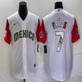 2023 World Cup Mexico #7 Julio Urias white red majestic baseball jerseys 29