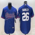 Nike Giants #26 Saquon Barkley blue baseball jerseys Joint name-BD