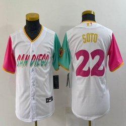 Youth Nike San Diego Padres #22 Juan Soto white red green majestic baseball jerseys