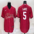 Nike San Francisco 49ers #5 Trey Lance red baseball jerseys Joint name-BD 01