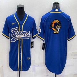 Nike Rams #9 Matthew Stafford blue baseball jerseys Joint name-BD 01