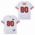 San Francisco 49ers 80 J.Rice Throwback White jersey with 75th patch