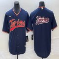 Nike Minnesota Twins blank blue majestic baseball MLB jerseys big logo 03