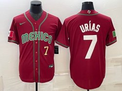 2023 World Cup Mexico #7 Julio Urias red blank majestic baseball jerseys 02