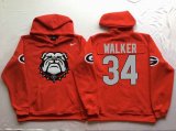 Georgia Bulldogs Red #34 WALKER NCAA Hooded Sweatshirt