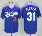 Los Angeles Dodgers #31 Mike Piazza Blue throwback baseball jersey