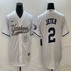 Nike New York Yankees #2 Derek Jeter white majestic MLB baseball Jerseys Joint name 01