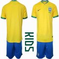 2022 World Cup Brazil team yellow blue Youth soccer jersey home