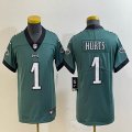 Youth Nike Philadelphia Eagles #1 Jalen Hurts green Color Rush Limited Jersey