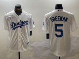 Los Angeles Dodgers #5 Freddie Freeman white fashion majestic baseball Jerseys-BD