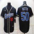 Nike Los Angeles Dodgers #50 Mookie Betts black blue majestic baseball Jersey-BD