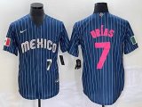 2023 World Cup Mexico #7 Julio Urias blue majestic baseball jerseys 05