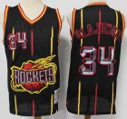 Houston Rockets 34# Olajuwon Soul black throwback NBA jersey -S8