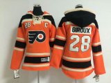 Youth Philadelphia Flyers Claude Giroux 28# orange Ice hockey Hooded Sweatshirt