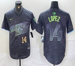 Nike Tampa Bay Rays #14 Lopez black majestic baseball jersey city version 01