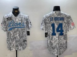 Detroit Lions #14 Amon-Ra St. Brown Nike Arctic Camo 2024 Salute to Service Limited Jersey Joint Name