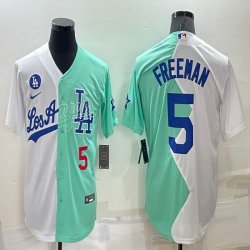 Nike Los Angeles Dodgers #5 Freddie Freeman green white splits majestic baseball Jerseys-BD 02