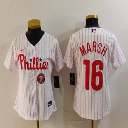 Women Nike Philadelphia Phillies #16 Brandon Marsh white majestic baseball jerseys 01