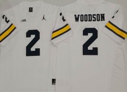 Michigan Wolverines #2 Charles Woodson white college football jerseys