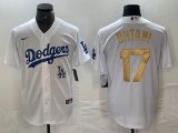 Los Angeles Dodgers #17 Shohei Ohtani Nike white gold majestic baseball Jersey-BD