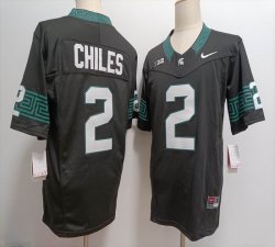 Michigan State Spartans #2 Aidan Chiles Black College football jerseys-XST