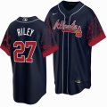 Nike Atlanta Braves #27 Austin Riley dark blue new majestic baseball jersey-WL