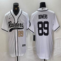 Nike Las Vegas Raiders #89 Brock Bowers white baseball jerseys Joint Name 01