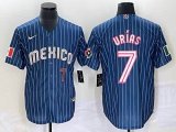 2023 World Cup Mexico #7 Julio Urias blue majestic baseball jerseys 87