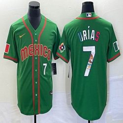 2023 World Cup Mexico #7 Julio Urias green red majestic baseball jerseys 147