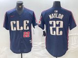 Nike Cleveland Indians #22 Josh Naylor blue majestic baseball jersey -BD 02