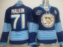 Pittsburgh Penguins 71# Evgeni Malkin blue women NHL jerseys