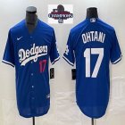 2024 World Series Champions Los Angeles Dodgers #17 Shohei Ohtani Nike blue majestic baseball Jersey