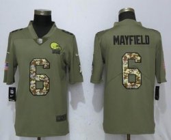 Nike Cleveland Browns 6 Mayfield Olive Camo Carson 2017 Salute to Service Limited Jersey