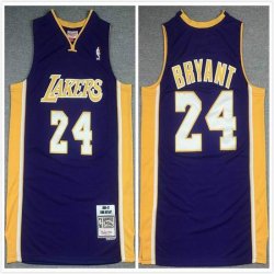 Los Angeles Lakers #24 Kobe purple throwback yellow nba jersey-XD