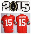 College National Championship Bowl Ohio State Buckeyes #15 Ezekiel Elliott Red NCAA Jerseys 2015 patch