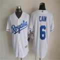 Kansas Royals #6 Lorenzo Cain white baseball jerseys