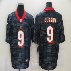 Nike Cincinnati Bengals #9 Joe Burrow Black camo Color Rush Limited Jersey -BD