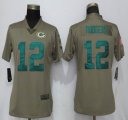 Women Nike Green Bay Packers 12 Rodgers Olive Salute To Service nfl Jersey