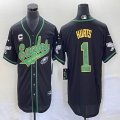 Nike Philadelphia Eagles #1 Jalen Hurts black baseball jerseys Joint name-BD 03