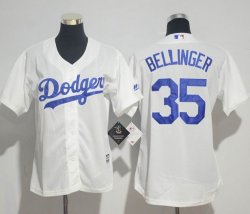 Los Angeles Dodgers #35 Cody Bellinger white women majestic baseball Jersey