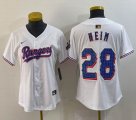 Youth Nike Texas Rangers #28 Jonah Heim white majestic baseball jerseys Champion patch-BD