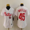 Women Nike Philadelphia Phillies #45 Zack Wheeler white majestic baseball jersey 01