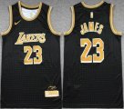 Nike Los Angeles Lakers #23 LeBron James Black Gold NBA Basketball jersey -CY