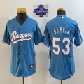 2023 Champions Youth Nike Texas Rangers #53 Adolis Garcia skyblue majestic baseball jerseys-BD