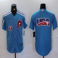 Nike Philadelphia Phillies blank skyblue throwback majestic baseball jersey 03