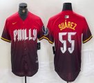 Nike Philadelphia Phillies #55 Ranger Suarez red majestaic baseball jersey city version